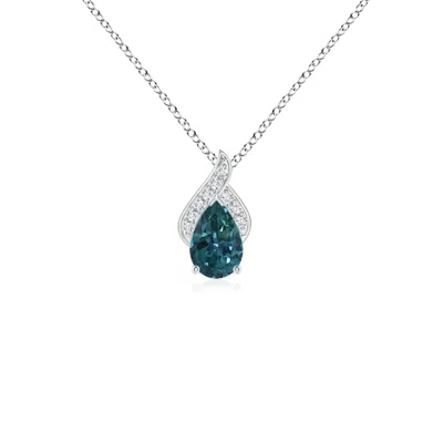 Angara Solitaire Pear-shaped Teal Montana Sapphire Flame Pendant In Blue