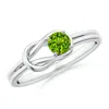 Angara Solitaire Peridot Infinity Knot Ring In White Gold/green