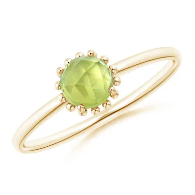 Angara Solitaire Peridot Ring With Beaded Halo In Gold