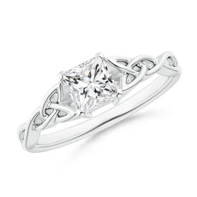 Angara Solitaire Princess-cut Diamond Celtic Knot Ring In White