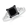 Angara Solitaire Princess-cut Enhanced Black Diamond Celtic Knot Ring In White Gold/black