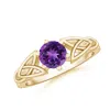 Angara Solitaire Round Amethyst Celtic Knot Ring In Yellow Gold/dark Purple
