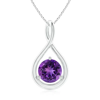 Angara Solitaire Round Amethyst Infinity Twist Pendant In Metallic