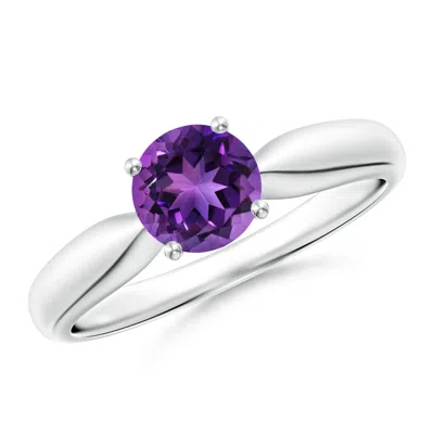 Angara Solitaire Round Amethyst Tapered Shank Ring In Metallic