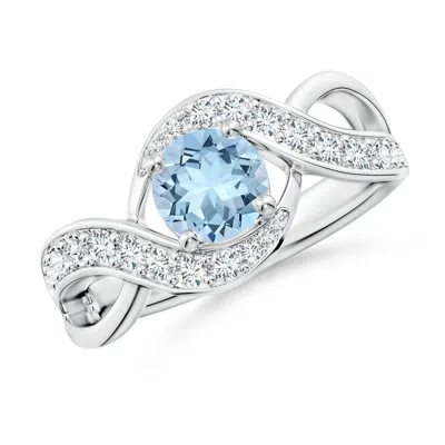 Angara Solitaire Round Aquamarine Infinity Promise Ring In Metallic