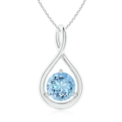 Angara Solitaire Round Aquamarine Infinity Twist Pendant In Metallic