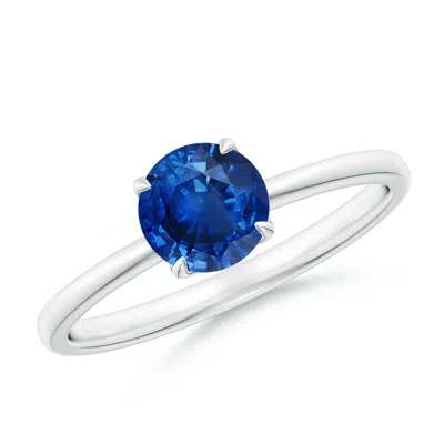 Angara Solitaire Round Blue Sapphire Classic Engagement Ring