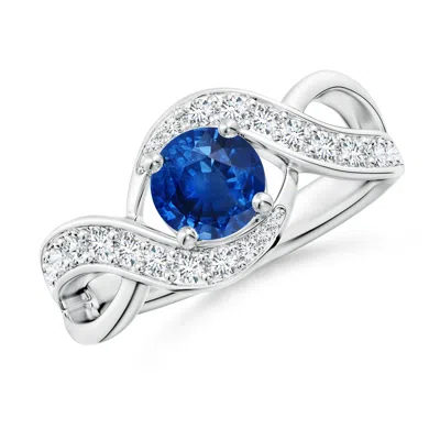 Angara Solitaire Round Blue Sapphire Infinity Promise Ring In Metallic