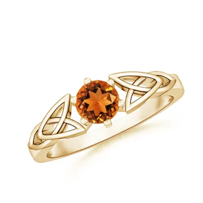 Angara Solitaire Round Citrine Celtic Knot Ring In Gold