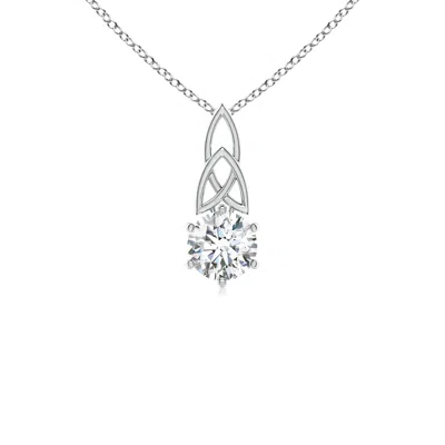 Angara Solitaire Round Diamond Celtic Knot Pendant In Metallic