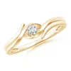 Angara Solitaire Round Diamond Ribbon Bypass Ring In Yellow Gold/g