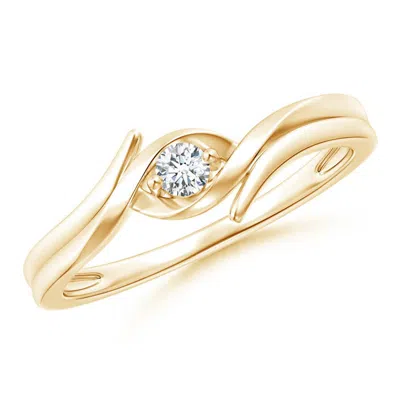Angara Solitaire Round Diamond Ribbon Bypass Ring In Gold