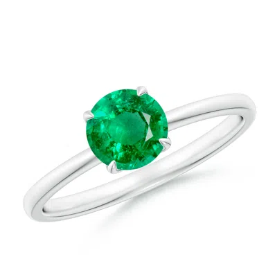 Angara Solitaire Round Emerald Classic Engagement Ring In Green