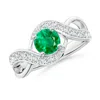 Angara Solitaire Round Emerald Infinity Promise Ring In White Gold/rich Medium Green