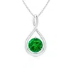 Angara Solitaire Round Emerald Infinity Twist Pendant In White Gold/rich Green