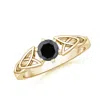 Angara Solitaire Round Enhanced Black Diamond Celtic Knot Ring In Yellow Gold/grayish Black To Black