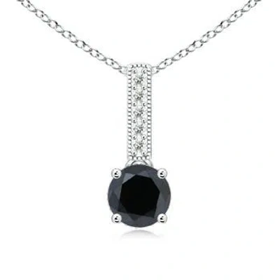 Angara Solitaire Round Enhanced Black Diamond Pendant In Metallic