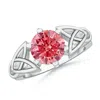 Angara Solitaire Round Fancy Intense Pink Diamond Celtic Knot Ring