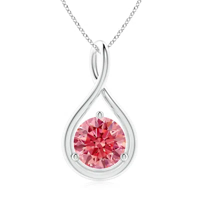 Angara Solitaire Round Fancy Intense Pink Diamond Infinity Twist Pendant