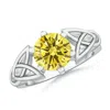 Angara Solitaire Round Fancy Intense Yellow Diamond Celtic Knot Ring