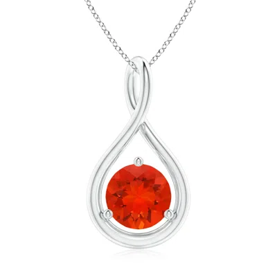 Angara Solitaire Round Fire Opal Infinity Twist Pendant In Metallic
