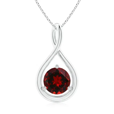 Angara Solitaire Round Garnet Infinity Twist Pendant In Metallic