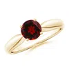 Angara Solitaire Round Garnet Tapered Shank Ring In Yellow Gold/rich Red