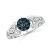 Angara Solitaire Round Lab-grown Alexandrite Celtic Knot Ring In White Gold/bluish Green Changing To Brownish Or Pinkish Purple