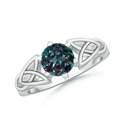 Angara Solitaire Round Lab-grown Alexandrite Celtic Knot Ring In Metallic