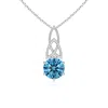 Angara Solitaire Round Lab-grown Fancy Intense Blue Diamond Celtic Knot Pendant In White Gold/fancy Intense