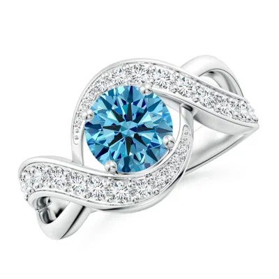 Angara Solitaire Round Lab-grown Fancy Intense Blue Diamond Infinity Promise Ring In Metallic