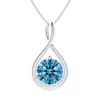 Angara Solitaire Round Lab-grown Fancy Intense Blue Diamond Infinity Twist Pendant In White Gold/fancy Intense
