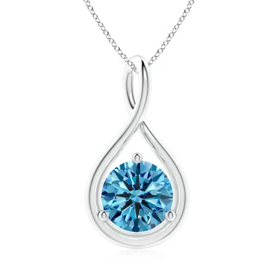 Angara Solitaire Round Lab-grown Fancy Intense Blue Diamond Infinity Twist Pendant