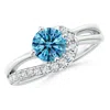 Angara Solitaire Round Lab-grown Fancy Intense Blue Diamond Swirl Promise Ring In White Gold/fancy Intense