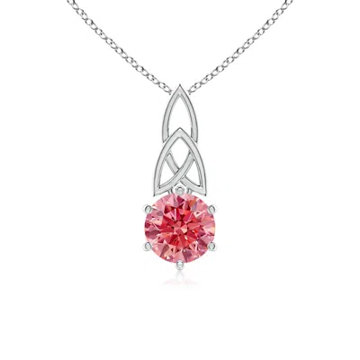 Angara Solitaire Round Lab-grown Fancy Intense Pink Diamond Celtic Knot Pendant In Metallic