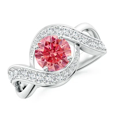 Angara Solitaire Round Lab-grown Fancy Intense Pink Diamond Infinity Promise Ring In Metallic