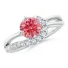 Angara Solitaire Round Lab-grown Fancy Intense Pink Diamond Swirl Promise Ring In White Gold/fancy Intense