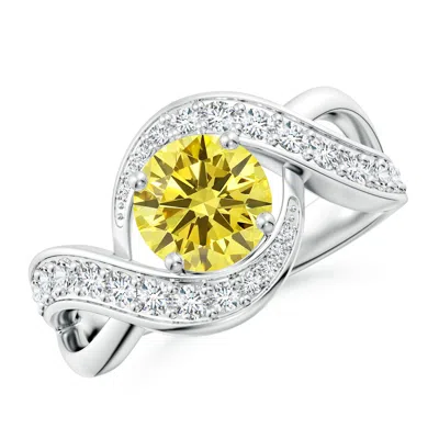 Angara Solitaire Round Lab-grown Fancy Intense Yellow Diamond Infinity Promise Ring In Metallic