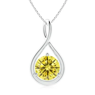 Angara Solitaire Round Lab-grown Fancy Intense Yellow Diamond Infinity Twist Pendant In Metallic