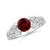 Angara Solitaire Round Lab-grown Ruby Celtic Knot Engagement Ring In White Gold/deep Rich Red