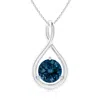 Angara Solitaire Round London Blue Topaz Infinity Twist Pendant In White Gold/deep Greenish Blue