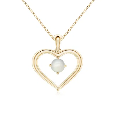 Angara Solitaire Round Moonstone Open Heart Pendant In Gold