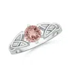 Angara Solitaire Round Morganite Celtic Knot Ring In White Gold/peachy Pink