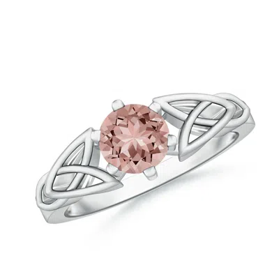 Angara Solitaire Round Morganite Celtic Knot Ring In Metallic