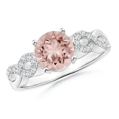 Angara Solitaire Round Morganite Infinity Ring With Diamond Accents In Metallic