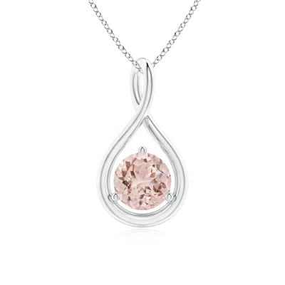 Angara Solitaire Round Morganite Infinity Twist Pendant In Metallic