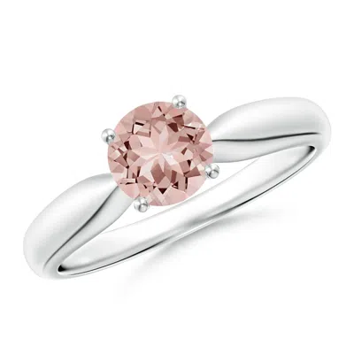 Angara Solitaire Round Morganite Tapered Shank Ring In Metallic
