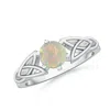 Angara Solitaire Round Opal Celtic Knot Ring In White Gold/milky With High Play Of Colour