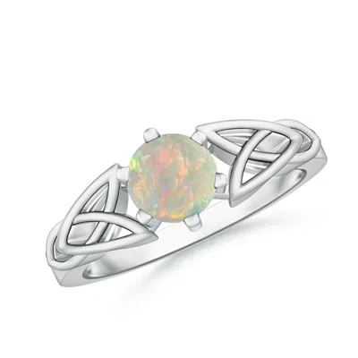 Angara Solitaire Round Opal Celtic Knot Ring In Metallic