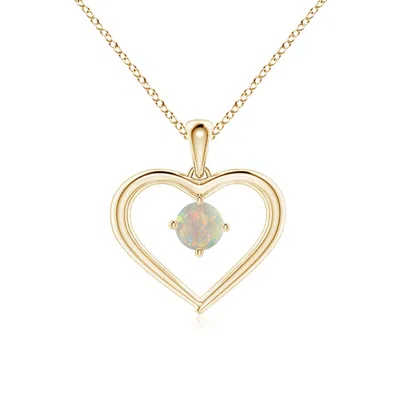 Angara Solitaire Round Opal Open Heart Pendant In Gold